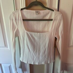 Women's White Ribbed Top